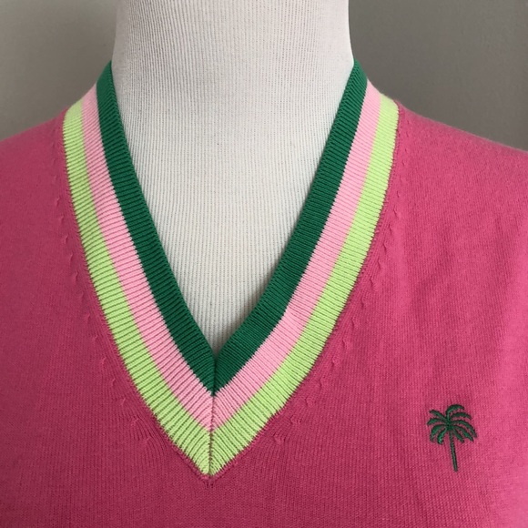Lilly Pulitzer pink neck sweater with retro stripes Sm - Picture 3 of 5